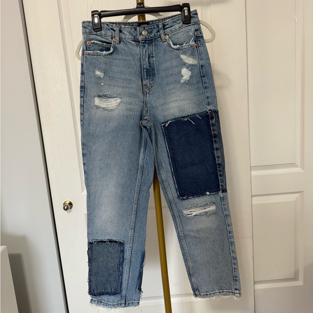 BDG Distressed Blue Patchwork Jeans